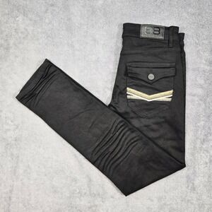 Benjamin Black Slim Jeans Men 30x32 Black Excellent Embroidered Flap Pocket